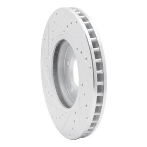 Ford Thunderbird Brake Rotor (1) - Front Right - R1 Concepts - Drilled & Slotted - Silver - `00-`06